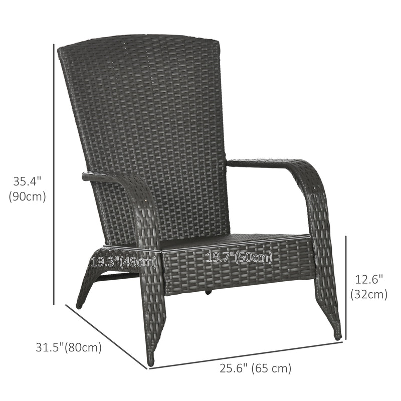 Outsunny - Patio Wicker Adirondack Chair, Outdoor Rattan Muskoka Chair with Cushions for Patio, Garden, Backyard, Red