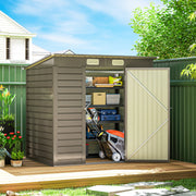 6 x 4FT Galvanized Garden Storage Shed, Metal Outdoor Shed with Double Doors and 2 Vents, Light Grey