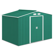 9.1' x 6.4' x 6.3' Garden Storage Shed w/ Foundation Kit Metal Tool Storage House w/ Double Doors Green