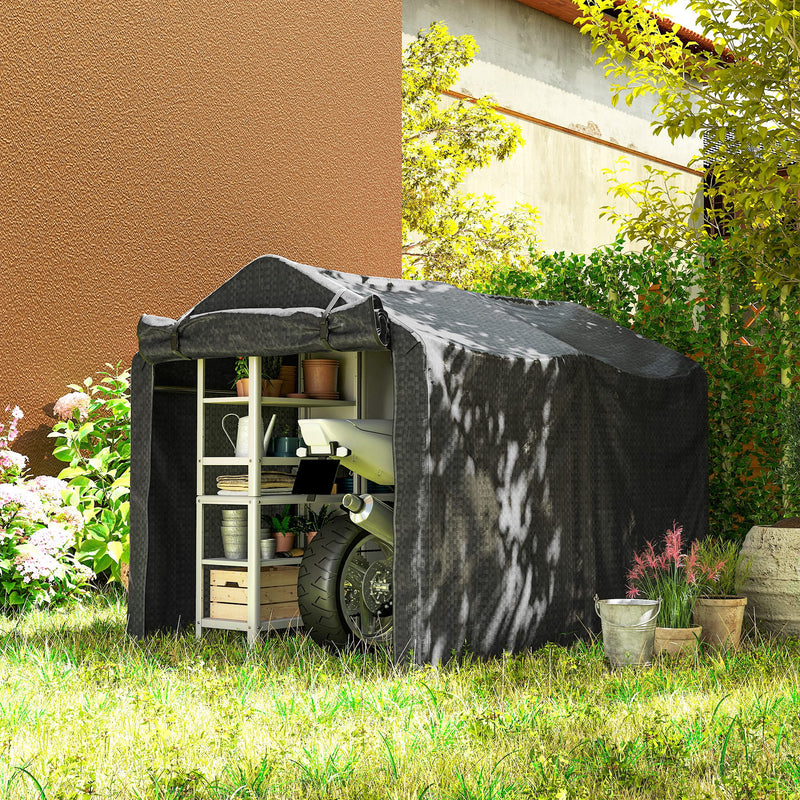 Outdoor Storage Shed, UV Resistant Bike Tent with Roll-up Zipper Door, Portable Shed for Bike, Motorcycle, Black