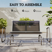 Outsunny - Patio Double Glider Bench Swing Chair Rocker Heavy-Duty Loveseat Outdoor Garden Rocking Bench Steel Frame Sling Fabric Seat Black
