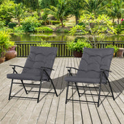 Outsunny - Set of 2 Outdoor Folding Chairs with Adjustable Backrest, Padded Camping Chairs for Outdoor Events, Grey