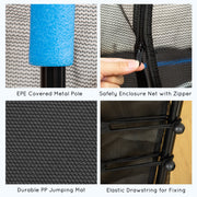 Soozier 63" Kids Trampoline Mini Indoor Bouncer Jumper with Enclosure Net Elastic Thick Padded Pole Gift for Child Toddler Age 3-6 Years Old Blue