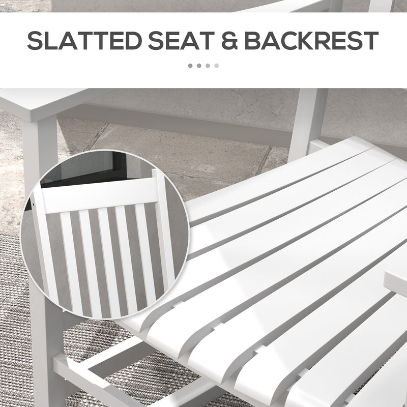 Outsunny - 3 Pieces Outdoor Rocking Chair Set, Wooden Patio Rocking Chair Set with Folding Table, High Back and Armrests, White