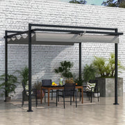 Outsunny - 10' x 10' Retractable Pergola, Garden Gazebo Shade Shelter, for Grill, Patio, Deck, Dark Grey