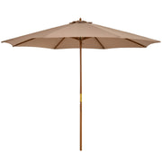 Outsunny - 10' x 8' Wooden Patio Umbrella, Garden Parasol, Outdoor Sunshade Canopy with Bamboo Rib for Outdoor, Khaki