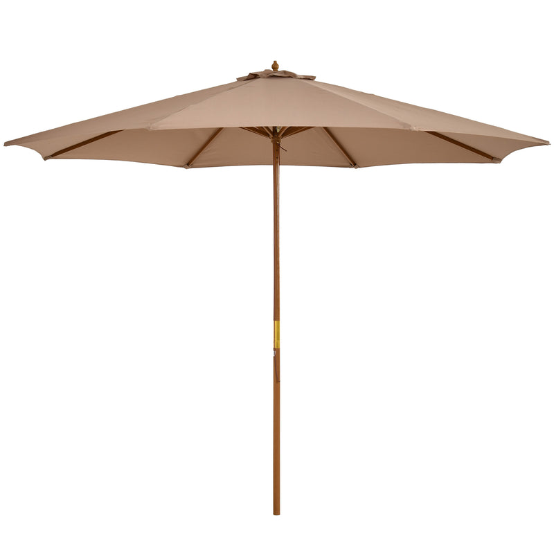 Outsunny - 10' x 8' Wooden Patio Umbrella, Garden Parasol, Outdoor Sunshade Canopy with Bamboo Rib for Outdoor, Khaki