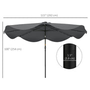 Solar Patio Umbrella with LED and Tilt, Outdoor Market Table Umbrella Parasol with Crank, 10 x 10 ft, Dark Grey