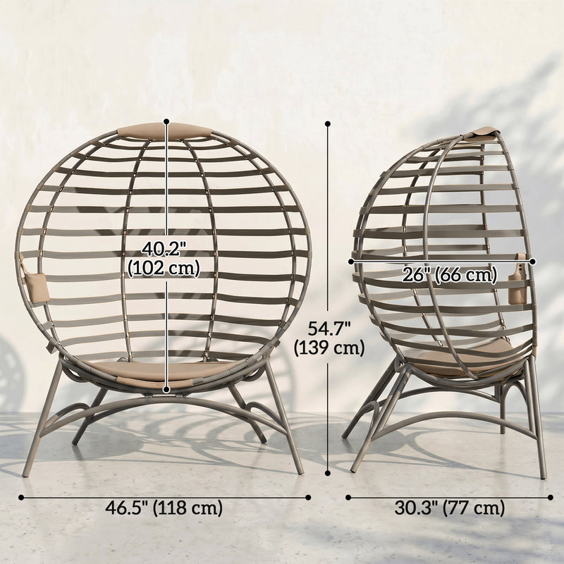 Outsunny - Egg Chair, Patio Lounge Chair, Foldable Basket Chair with Large Seat Cushion, Side Pocket, Sand