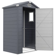 4.4' x 3.3' Plastic Garden Storage Shed with Latch Door, Vents, Sloped Roof, Grey