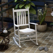 Outsunny - Wooden White Porch Rocking Chair Patio Rocking Single Leisure Reclining Seat Armchair