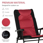 Outsunny - Folding Rocking Chair Set of 2 Padded Rockers with Armrest, Red & Black