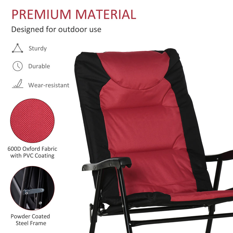 Outsunny - Folding Rocking Chair Set of 2 Padded Rockers with Armrest, Red & Black