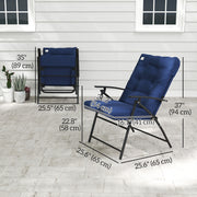 Outsunny - Set of 2 Outdoor Folding Chairs with Adjustable Backrest, Padded Camping Chairs for Outdoor Events, Blue