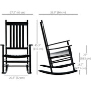 Outsunny - Wooden Porch Rocking Chair Outdoor Patio Rocker Garden Single Leisure Reclining Seat Armchair Black