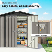 6.5' x 4' Outdoor Storage Shed, Metal Garden Shed with Lockable Double Doors, 4 Vents, Light Grey