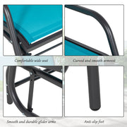 Outsunny - Patio Glider Set of 2 Outdoor Glider Chair with Breathable Mesh Seat & Backrest, Armrests and Metal Frame, Blue