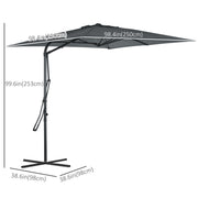 8FT Cantilever Patio Umbrella, Offset Patio Umbrella with Cross Base for Deck, Backyard, Pool and Garden, Hanging Umbrellas, Switch with a Wrench, Dark Gray