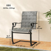 Outsunny - C Spring Motion Patio Chairs Set of 2 with Curved High Backrest, Armrest, All Weather Breathable Fabric, Metal Frame