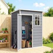 5 x 3FT Garden Shed with Floor, Outdoor Storage Shed with Lockable Door, Window and Vent for Backyard, Patio, Grey