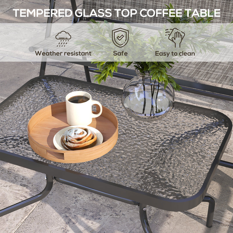 Outsunny - Outdoor 4 Pieces Patio Furniture Set, Garden Set with Two Foldable Armchairs, a Loveseat & Glass Top Table, Mixed Grey