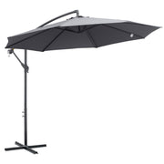 Outsunny - 10ft Offset Patio Umbrella with Base, Garden Hanging Parasol with Crank, Banana Cantilever Umbrella Sun Shade, Grey