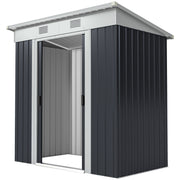 6' x 4' Outdoor Storage Shed, Metal Garden Tool Storage House Organizer with Lockable Sliding Doors and Vents for Backyard Patio Lawn, Charcoal Grey