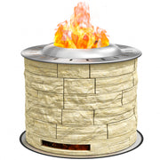 Outsunny - Smokeless Fire Pit, Portable Camping Bonfire Stove with Mat for Backyard Patio Picnic, Magnesium Oxide, Yellow