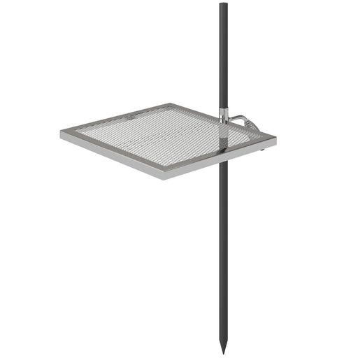Outsunny - Swivel Campfire Grill, 360° Adjustable Heavy Duty Chrome-Plated Steel Campfire Cooking Grate, Silver