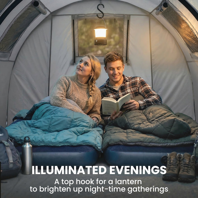 Outsunny - 3-4 Person Camping Tent with 2 Rooms, 3000mm Waterproof Portable Family Tent with Carry Bag, Grey