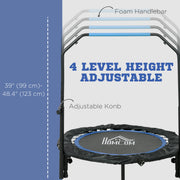 Soozier 40" Foldable Mini Fitness Trampoline, with Adjustable Foam Handle, Blue