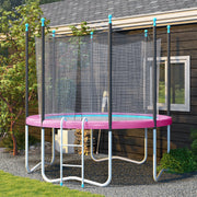 Soozier 12FT Trampoline Spring Cover, Trampoline Pad Replacement, Waterproof and Tear-Resistant, All-Weather Trampoline Accessories, No Holes for Pole, Pink