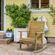 Outsunny - Wooden Outdoor Rocking Chair, Patio Traditional Rocking Chair, Slatted Structure Porch Rocker w/ Armrest for Both Outdoor and Indoor, Light Brown