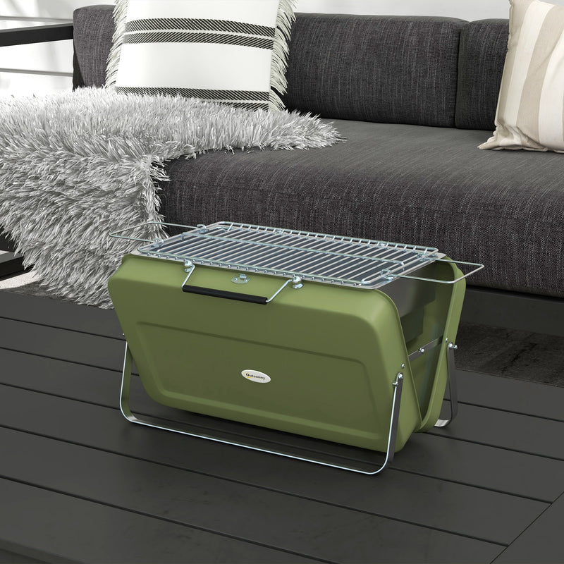 Outsunny - Metal Suitable-Style Portable BBQ Grill - Green