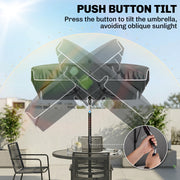 6.5x4ft Rectangle Patio Umbrella Aluminum Tilt Adjustable Garden Parasol Sun Shade Outdoor Canopy Grey