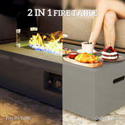 Outsunny - 42" Propane Fire Pit Table 50,000 BTU Outdoor Gas Fire Table with Hideaway Propane Tank Holder, Waterproof Cover