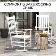 Outsunny - Wooden Patio Rocking Chairs Set of 2, Outdoor Rocker Chairs with Wide Armrests, High Back for Garden, Balcony, White