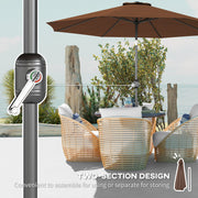10' x 8' Round Market Umbrella, Patio Umbrella with Crank Handle and Tilt, Outdoor Parasol for Garden, Bench, Lawn, Coffee