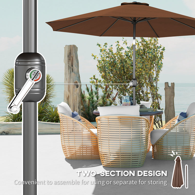 10' x 8' Round Market Umbrella, Patio Umbrella with Crank Handle and Tilt, Outdoor Parasol for Garden, Bench, Lawn, Coffee