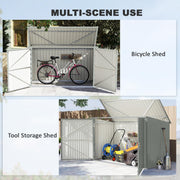 7.6 x 3.4ft Outdoor Storage Shed, 3 Garbage Bin Shed Organizer with Lockable Double Doors, Openable Lid, Silver Grey