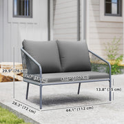 Outsunny - Garden Sofa with Cushions, 2-Seater Outdoor Balcony Rattan Sofa, 112 x 72 x 76 cm, Grey