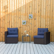 Outsunny - 2 Pieces Patio Furniture Set Outdoor Loveseat Wicker Corner Sofa Set Outdoor Freely Combination PE Rattan Furniture, W/ Curved Armrests & Padded Cushion for Balcony, Garden, Lawn, Dark Blue