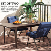 Outsunny - Set of 2 Outdoor Folding Chairs with Adjustable Backrest, Padded Camping Chairs for Outdoor Events, Blue