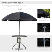 Outsunny - 6 Pieces Outdoor Dining Set for 4 with Umbrella Patio Outdoor Furniture Set with Round Table 4 Folding Chairs Black