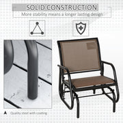 Outsunny - Patio Glider Outdoor Glider Chair with Breathable Mesh Seat & Backrest, Armrests and Metal Frame, Brown