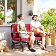 Outsunny - 2-Person Outdoor Glider Chair, Patio Double Rocking Loveseat with Steel Frame and Cushions for Backyard, Garden and Porch, Red