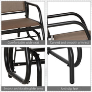 Outsunny - Patio Glider Outdoor Glider Chair with Breathable Mesh Seat & Backrest, Armrests and Metal Frame, Brown