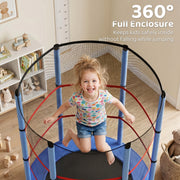 Aosom 55" Kids Trampoline with Enclosure Net for Indoor/Outdoor, Trampoline for Boys and Girls Age 3-6 Years, Blue