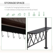 Outsunny - Outdoor Hardtop Grill Gazebo Cooking BBQ Canopy w/ 6 Hooks for Utensils and Double Vented PC Roof, Coffee