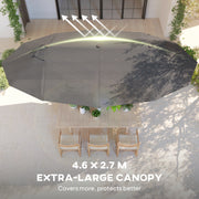 15' Double-Sided Patio Umbrella Parasol Sun Shelter Canopy Shade Grey